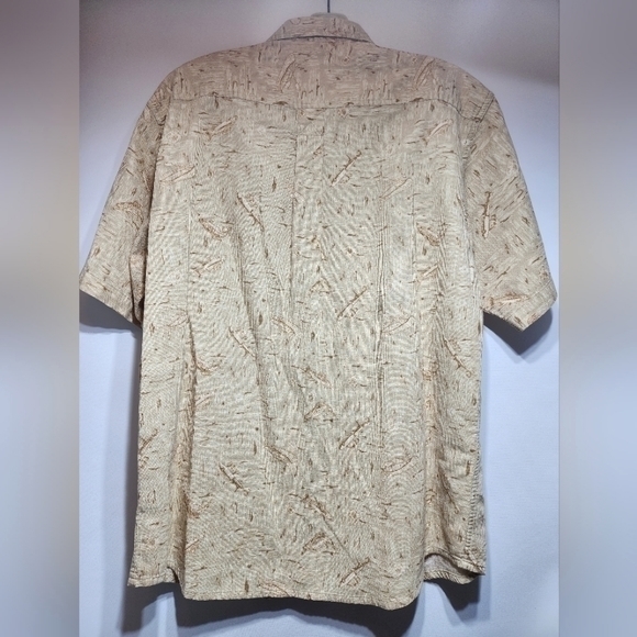 FieldMaster Vintage Cotton Short Sleeve Button-Down Beige Fishing Shirt Large - Picture 4 of 10
